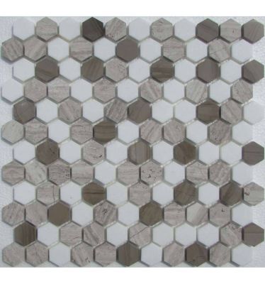 Мозаика FK Marble 30125 Hexagon Dark Grey 29.5x28 серая полированная