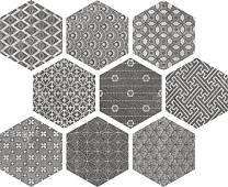 Керамогранит APE 35718 Soft Hexagon Kendo Mix Grey 23x26 серый матовый под камень