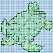 Мозаика панно Vidrepur С0001718 Tortuga Marina (на сетке) 253.6x253.6 голубое / зеленое глянцевое с орнаментом / морские мотивы, чип 25x25 квадратный