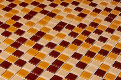 Мозаика Pixel mosaic PIX009 из стекла 30x30 бежевая / терракотовая глянцевая под камень / оттенки цвета, чип 25x25 мм квадратный