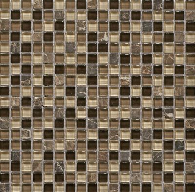 Мозаика Q-Stones 78794495 QSG-035-15/8 30.5x30.5 микс / коричневая глянцевая под камень