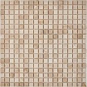 Мозаика Pixel mosaic PIX231 из мрамора Cream marfil 30x30 бежевая / кремовая полированная под мрамор, чип 15x15 мм квадратный