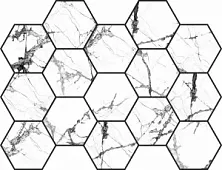 Мозаика Pamesa 086.297.0108.05163 Malla Hex Cr Lux Iceberg White 22.5x32.5 белая полированная под камень, чип шестиугольник