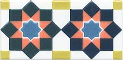 Декор Kerama Marazzi HGD\A327\16000 Алькасар Alcazar 15x7.4 синий / оранжевый / белый глянцевый с орнаментом