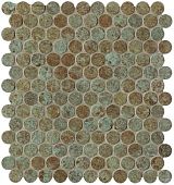 Мозаика Fap Ceramiche fPDJ Sheer Deco Rust Round Mosaico 29.5x32.5 зеленая матовая под камень