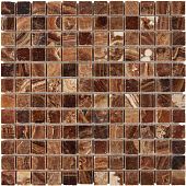 Мозаика Pixel mosaic PIX206 из оникса Caramel onyx 30.5x30.5 коричневая полированная под оникс, чип 23x23 мм квадратный