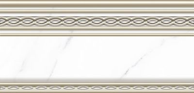 Бордюр ALMA Ceramica BWU29ILN07R Antares 24.6x12 бежевый / белый глянцевый с орнаментом