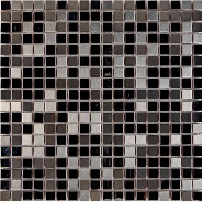 Мозаика Pixel mosaic PIX709 из металла 30x30 серая / черная матовая / глянцевая под камень / оттенки цвета, чип 15x15 мм квадратный