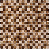 Мозаика Pixel mosaic PIX 737 из мрамора и стекла 30x30 бежевая / коричневая матовая / глянцевая под камень / оттенки цвета, чип 15x15 мм квадратный