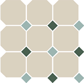 Керамогранит Topcer 4416 Oct13+18-A White Octagon 16/Turquoise 13 + Green 18 Dots 30x30 бежевый матовый под мозаику