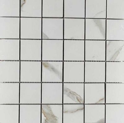 Мозаика Velsaa RP-142122-03 Satvario Gold Mosaic 30х30 белая полированная под мрамор, чип 47x47 мм квадратный