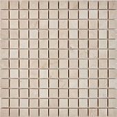 Мозаика Pixel mosaic PIX235 из мрамора Cream marfil 30.5x30.5 бежевая / кремовая матовая под мрамор, чип 23x23 мм квадратный