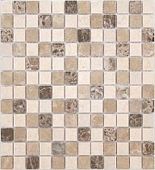 Мозаика Marble Mosaic Square 23x23 Mix Stone 1 Pol 30x30 микс бежевая / коричневая полированная под камень, чип 23x23 квадратный