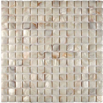 Мозаика Pixel mosaic PIX703 из натурального перламутра 30.5x30.5 кремовая глянцевая под камень / перламутр, чип 20x20 мм квадратный
