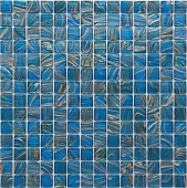 Мозаика ROSE MOSAIC G62 Gold Star (размер чипа 10x10 мм) 31.8x31.8 синяя глянцевая авантюрин
