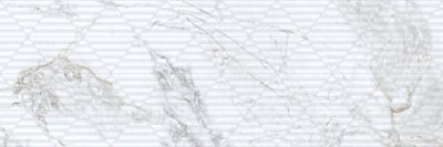 Керамогранит Porcelanite Dos PCD000047 9547 Iguazu White Relieve 30x90 белый глазурованный матовый / рельефный под мрамор / геометрия