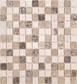 Мозаика Marble Mosaic Square 23x23 Mix Stone 1 Mat 30x30 микс бежевая / коричневая матовая под камень, чип 23x23 квадратный