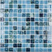 Мозаика Vidrepur С0003869 Nature Royal № 5607 (на сетке) 31.7х31.7 голубая глянцевая под камень / авантюрин, чип 25x25 квадратный