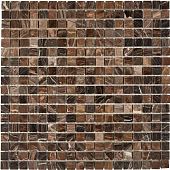 Мозаика Pixel mosaic PIX216 из мрамора Coffee 30.5x30.5 коричневая полированная под мрамор, чип 15x15 мм квадратный