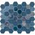 Мозаика Togama BLUE 6 Sixties 29.8x33 бирюзовая / синяя глянцевая / матовая с орнаментом
