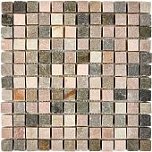Мозаика Pixel mosaic PIX301 из сланца Slate Grey 30.5x30.5 серая / бежевая натуральная под камень / оттенки цвета, чип 23х23 мм квадратный