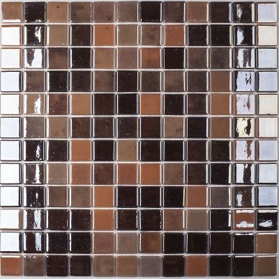 Мозаика Vidrepur 1043440 Lux 406 (на сетке) 31.7х31.7 коричневая глянцевая оттенки цвета, чип 25х25 квадратный