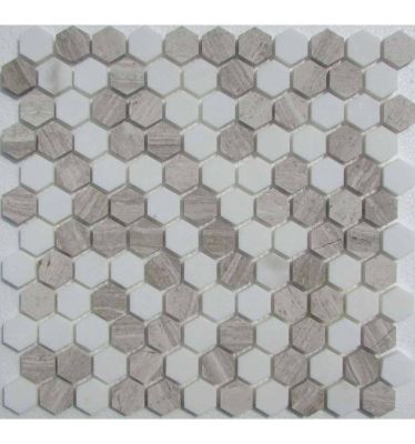 Мозаика FK Marble 30127 Hexagon White Grey 29.5x28 белая / серая полированная