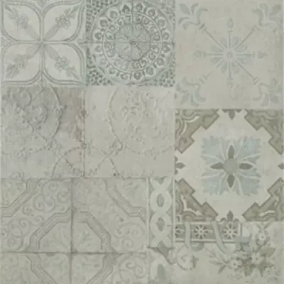 Керамогранит Pamesa Atrium Utica Perla Mix 60.8x60.8 серый глазурованный матовый с пэчворк / орнаментом