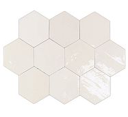 Настенная плитка WOW 122078 Zellige Hexa White 10.8x12.4 белая глянцевая под камень