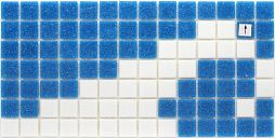 Мозаика Rose Mosaic K 10 Бордюр 15x30.5 голубая / белая глянцевая с орнаментом, чип 20x20 квадратный
