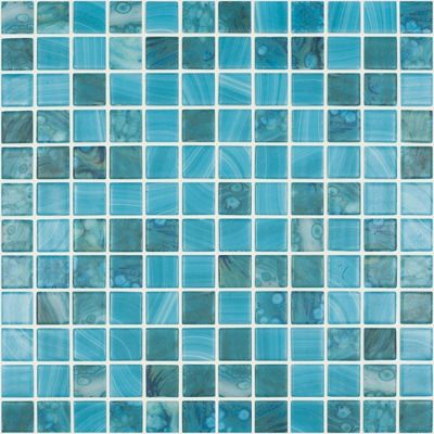 Мозаика Vidrepur С0004169 Nature Royal № 5607 MT (на сетке) 31.7х31.7 голубая глянцевая авантюрин, чип 25x25 квадратный