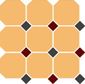 Керамогранит Topcer 4421 Oct14+20-A Ochre Yellow Octagon 21/Black 14 + Brick Red 20 Dots 30x30 желтый матовый под мозаику