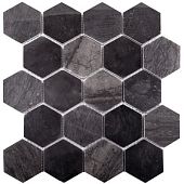 Мозаика Star Mosaic С0003575 Hexagon VBsP 30.5x30.5 серая полированная под мрамор, чип 64x74 мм гексагон