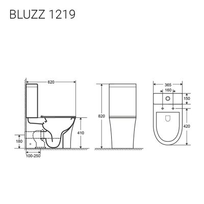 Унитаз-компакт Staro С0005301 Bluzz 1219 напольный безободковый, с сиденьем Slim микролифт, белый