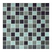 Мозаика Pixel mosaic PIX015 из стекла 30x30 серая / зеленая / черная глянцевая под камень / оттенки цвета, чип 25x25 мм квадратный
