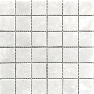 Мозаика Star Mosaic JMST058 / С0003554 White Polished 30.5x30.5 белая полированная под мрамор, чипом 48x48 мм квадратный
