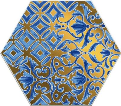 Декоративная плитка Kerama Marazzi VT/A427/24000 Талья 1 20х23.1 синяя / золотая глянцевая с орнаментом