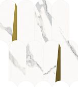 Мозаика Italon 620110000229 Stellaris Statuario  White Mosaico Elegant / Стелларис Статуарио Уайт Элегант 32.5x36.1 белая глянцевая, чип фигурный