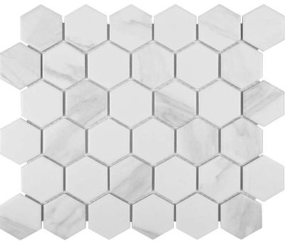 Porcelain Hexagon Carrara 51 мозаика керамическая 32.4x28.4