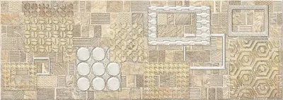 Декоративная плитка Eletto Ceramica 586502001 Commesso Beige Geometria 25.1х70.9 бежевая матовая с орнаментом