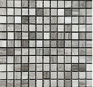 Мозаика Marble Mosaic Square 15x15 Wood Grain Pol 30.5x30.5 серая полированная под дерево, чип 15x15 квадратный