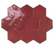 Настенная плитка WOW 122084 Zellige Hexa Wine 10.8x12.4 красная глянцевая под камень