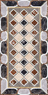Керамогранит Kerama Marazzi SG594002R Композиция декорированный обрезной 119.5х238.5 серый лаппатированный под камень / орнамент