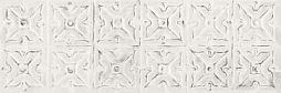Керамическая плитка Eurotile Ceramica 693 ROF1GY Rebellion Relief 89.5x29.5 белая матовая / рельефная с орнаментом