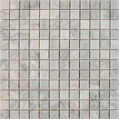 Мозаика Pixel mosaic PIX240 из мрамора Bianco carrara 30x30 серая матовая под мрамор, чип 23х23 мм квадратный