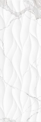 Декор Creto MDT25W29310C Avenzo Silver W M/STR R Glossy 1 30х90 белый глянцевый 3D под мрамор