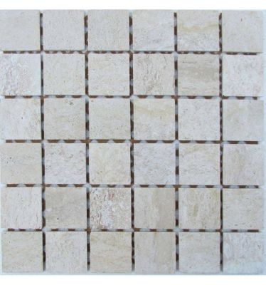 Мозаика FK Marble 35673 Classic Mosaic Travertine 48-7T 30.5x30.5 белая матовая