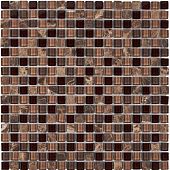 Мозаика Pixel mosaic PIX 738 из мрамора и стекла 30x30 коричневая глянцевая под камень / оттенки цвета, чип 15x15 мм квадратный