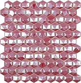Мозаика Vidrepur Hex Diamond № 375D (на сетке) 30.7x31.7 красная гглянцевая 3D узор / перламутр, чип гексагон