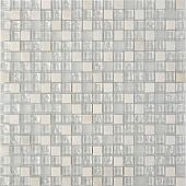 Мозаика Pixel mosaic PIX715 из мрамора и стекла 30x30 белая / серая глянцевая под камень / оттенки цвета, чип 15x15 мм квадратный